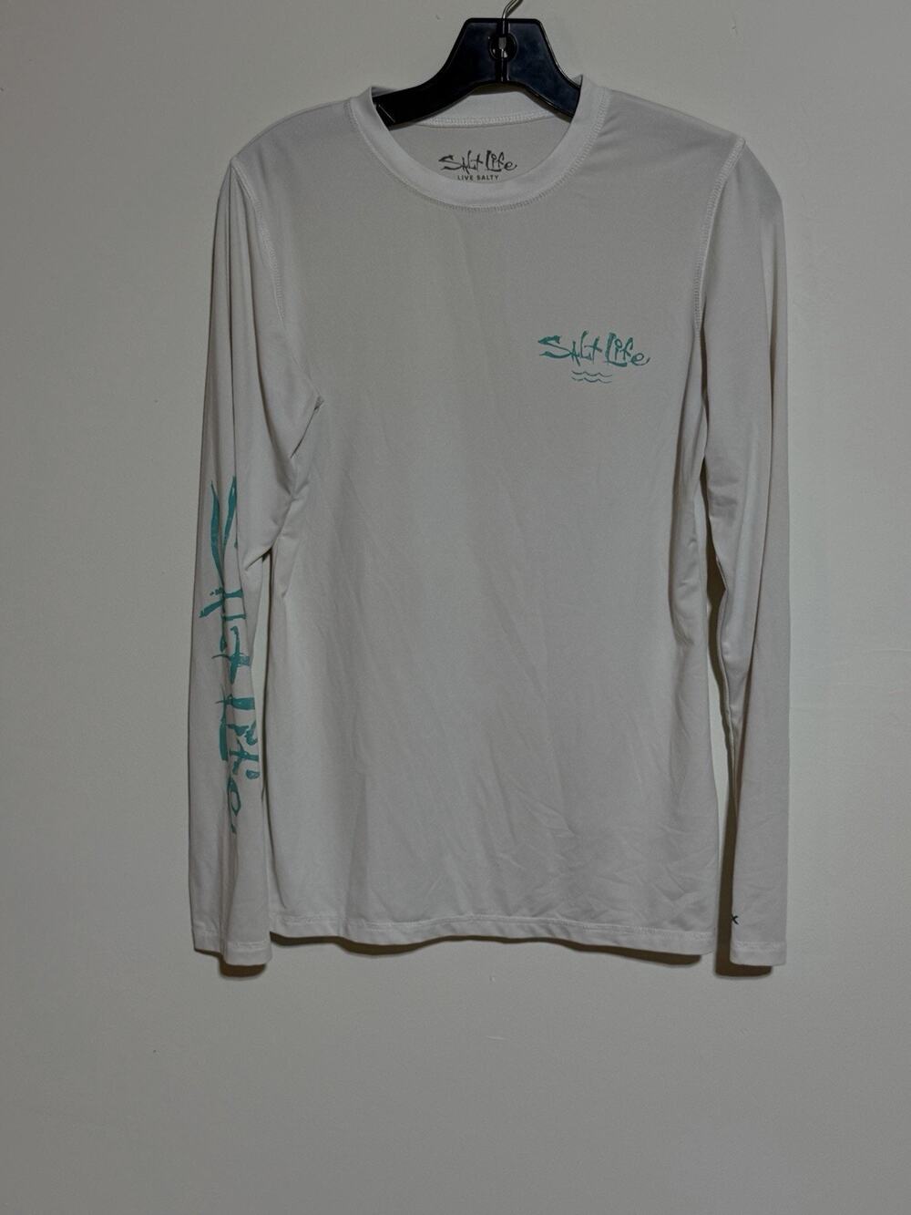 Salt Life SLX Live Salty Shirt Small White Long Sleeve Uvapor Vacation State